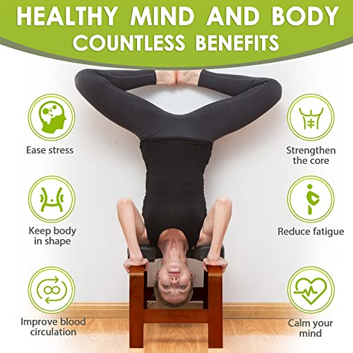Yoga Headstand Bench - Inversion Chair for Stress Relief & Strength - Black & Chocolate