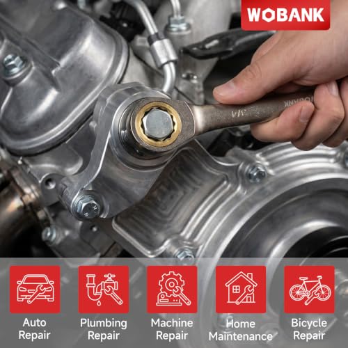 WOBANK 22-Piece Ratcheting Wrench Set - Metric & SAE, Regular Edition, 8-19mm & 1/4-3/4"