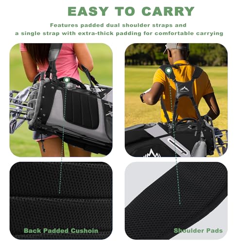 uniHimal Golf Stand Bag 14-Way Hybrid with 10 Pockets - Pure Black Gray