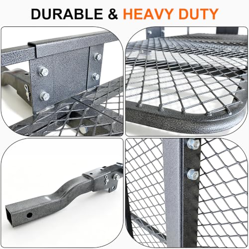 HubPax 16 Cu Ft Folding Hitch Cargo Carrier Basket 60 x 20 x 6 with Waterproof Bag