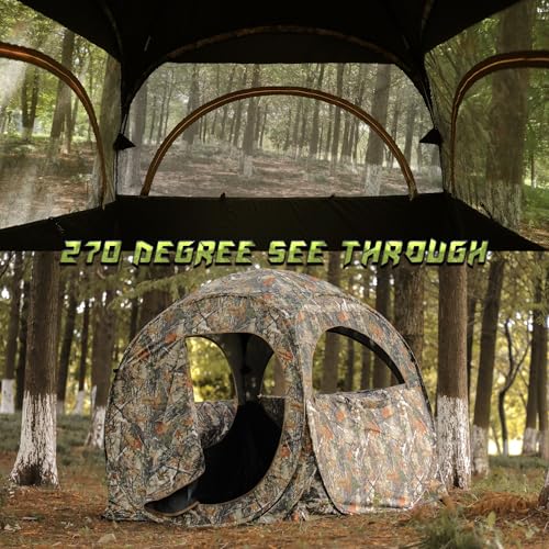Lenotos 1012 Pop-Up Hunting Blind with 270° See-Through Windows, 1-2 Person, Lightweight, Packable, for Deer & Turkey Hunting