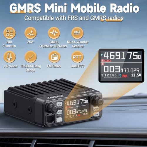 ABBREE GMRS Mobile Radio 25W Long Range Two-Way Repeater NOAA Emergency