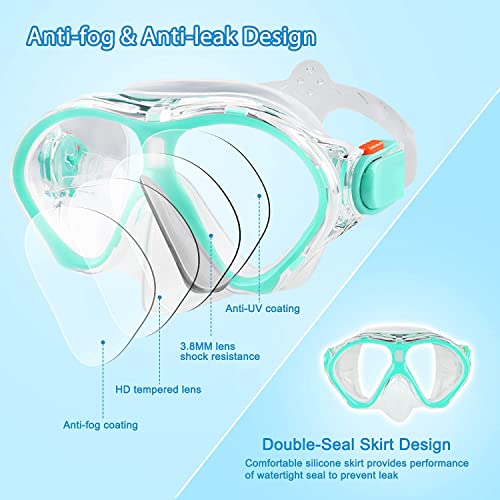 Kids Snorkel Mask Set with Dry Top Snorkel - Panoramic View, Anti-Fog, Leak-Free