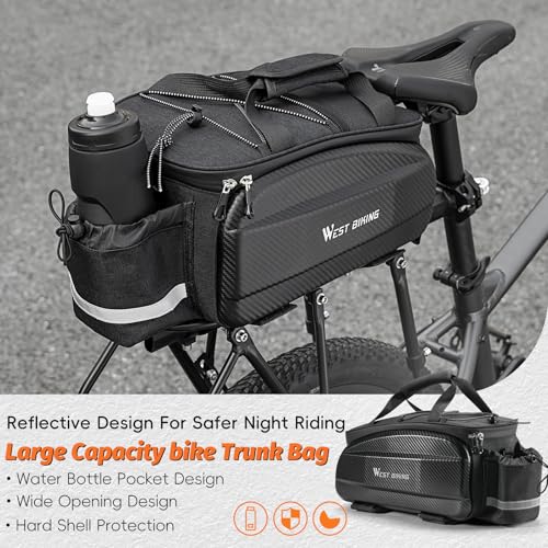 West Biking Waterproof Hard Shell Bike Rear Rack Bag 11L with Rain Cover - Black-2