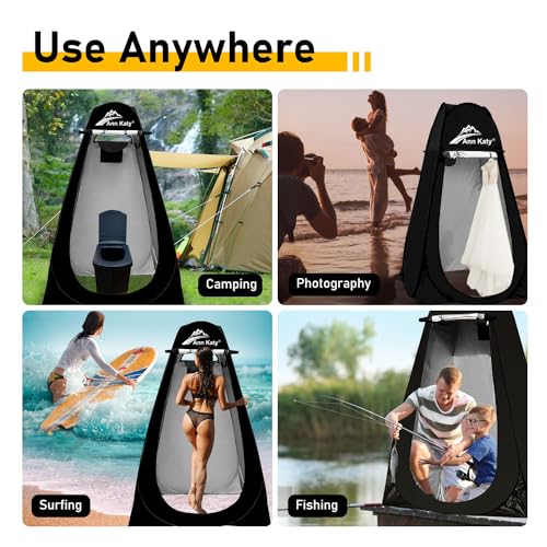Portable Toilet with Privacy Tent for Camping Outdoor RV Black+Black