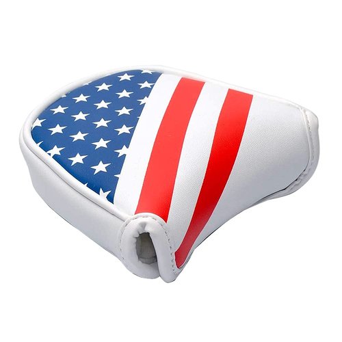 Golf Mallet Putter Headcover - Magnetic Closure American Flag Design, Lightweight Synthetic Leather Protector for Most Putter Clubs