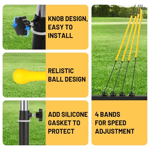 Adjustable Baseball Swing Trainer with 4 Resistance Bands & Carry Bag - 31-43 Inch