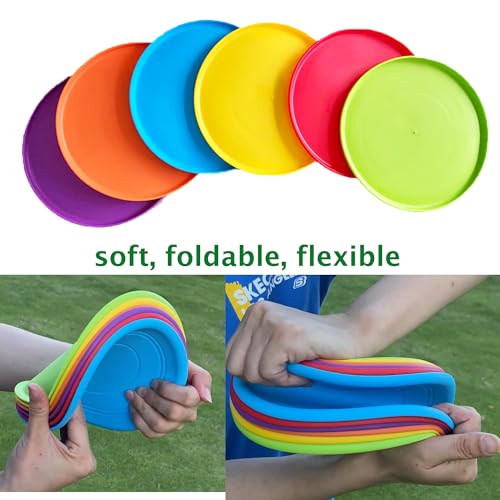 Kids Outdoor Flying Discs 12 Pack - Safe Soft Silicone Toys for School & Party
