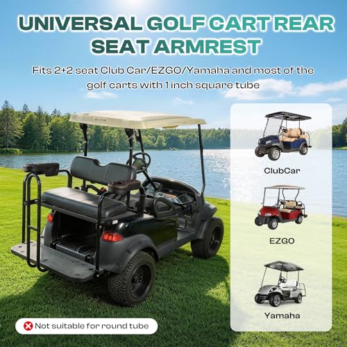 Universal Golf Cart Armrest with Cup Holder - Black for Club Car EZGO Yamaha