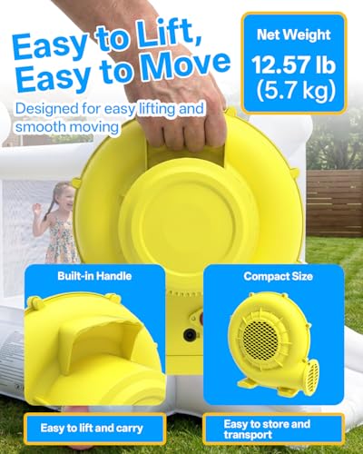 Puligoth 750W Heavy-Duty Inflatable Blower for Bouncy Castles & Water Slides