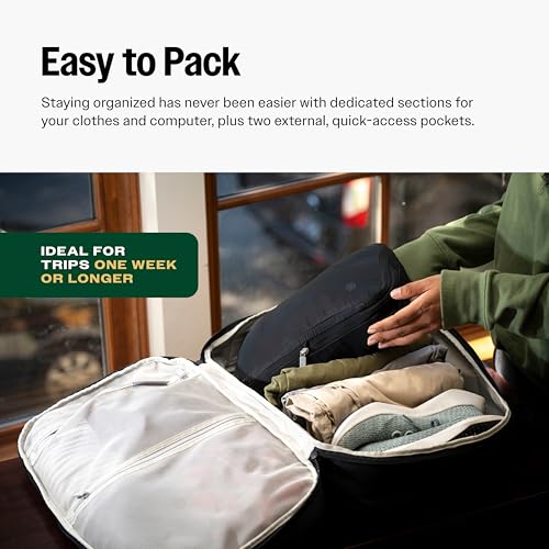 Tortuga 40L Travel Backpack Lite - Large Carry-On Travel Bag, Black