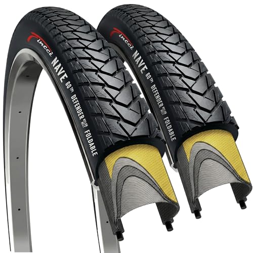 Fincci 700x35c Foldable City Bike Tire - Anti-Puncture for Commuter & Hybrid Bikes - Black