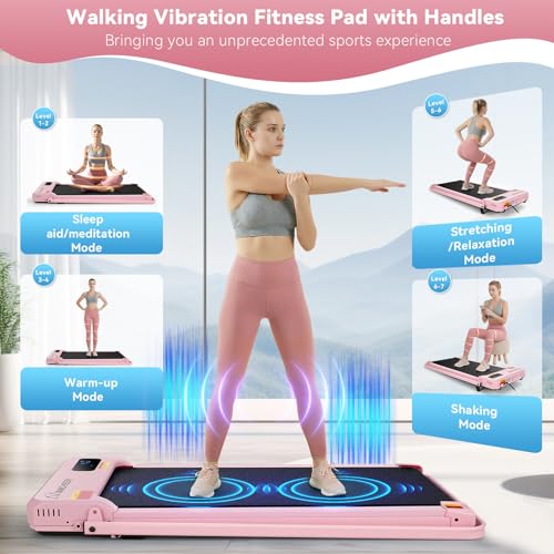 ANCHEER Walking Pad with Incline and Handle Bar - Pink Rose Gold Under Desk Treadmill
