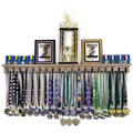 MedalAwardsRack 4ft Stained Walnut Medal & Trophy Display Rack for Sports & Achievements