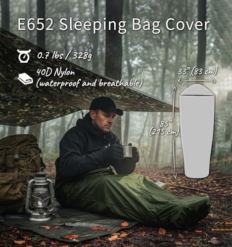 Litume Waterproof Mummy Bivy Sack Sleeping Bag Cover - Army Green, Lightweight & Compact Shelter for Camping & Backpacking