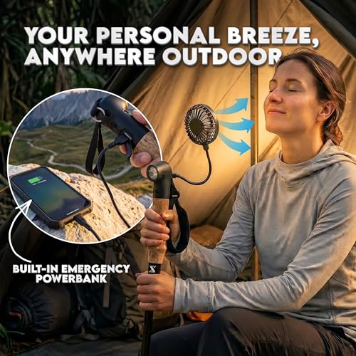 SmartstickX Tactical Hiking & Walking Stick with Multi-Tool, Power Bank, Light & USB Fan