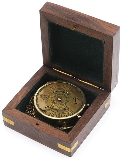 Pocket Calendar Compass – Engraved Brass Nautical Compass for Camping, Travel, Boating, and Home Decor – Gifts for Kids, Teens & Family