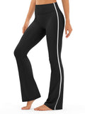 Flare Workout Leggings with Contrast Side Stripes - Track Pants High Waisted Yoga Pants for Women No Front Seam Bootcut Leggings for Gym Pilates