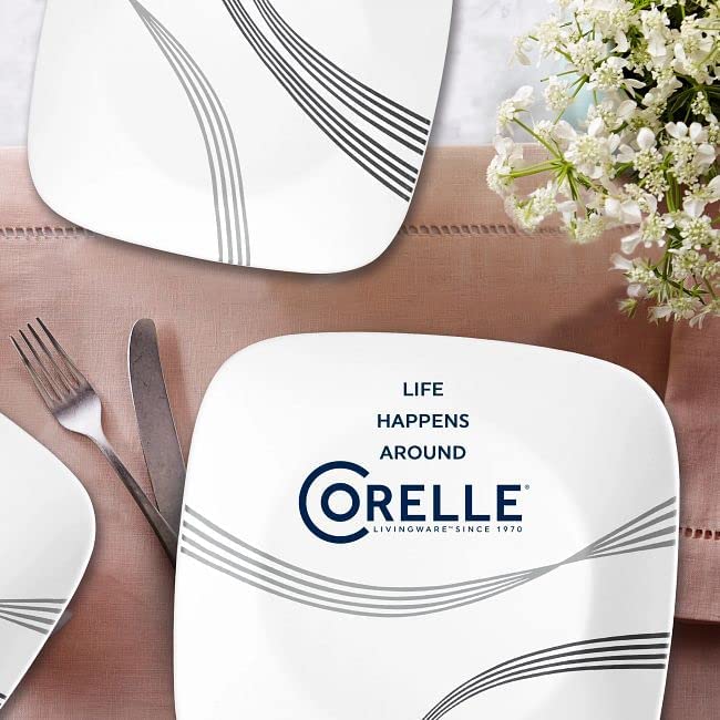 Corelle Urban Arc 16-Piece Dinnerware Set for 4 - Chip & Break Resistant White Plates & Bowls