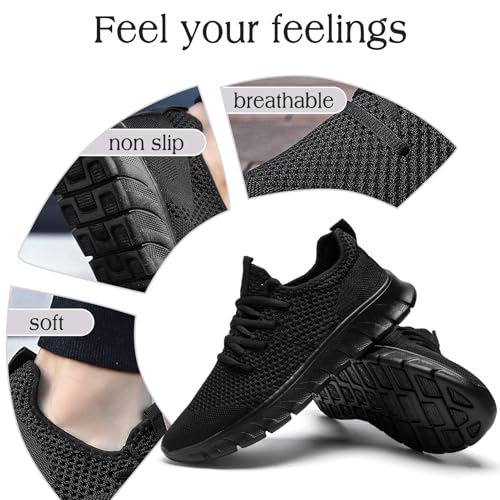 DaoLxi Women's Slip-On Running Shoes Tennis Sneakers for Gym & Walking - Black 10