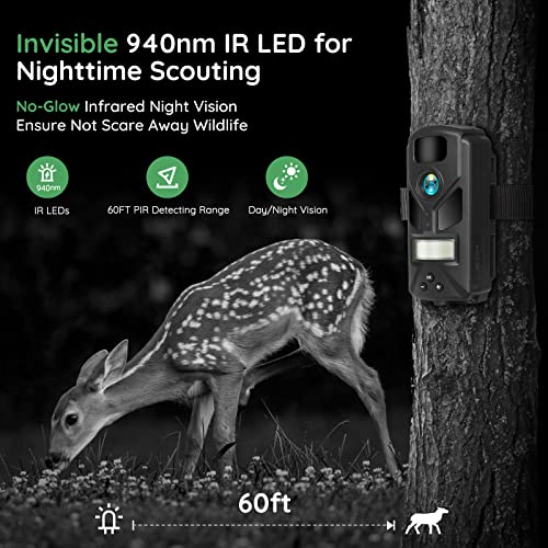 20MP Mini Trail Camera with Night Vision 80ft Range Waterproof Hunting Camera