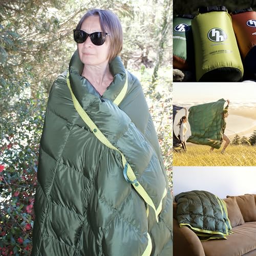 Horizon Hound Forest Green 77 x 50-Inch Down Camping Blanket 650 Fill Power Ultralight Waterproof Quilt