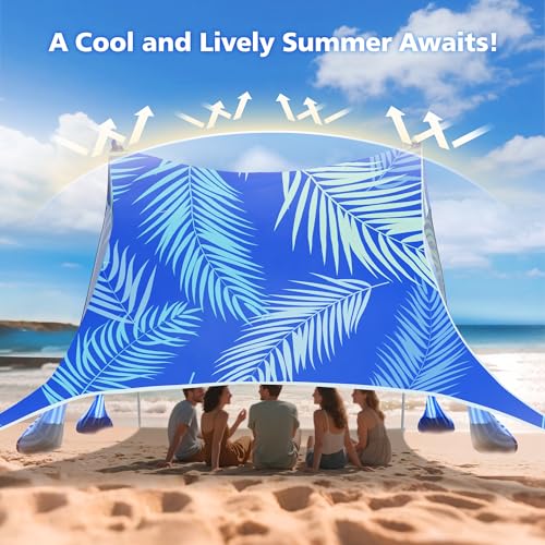 10x10 FT Beach Tent Sun Shelter UPF 50+ UV Protection Windproof Portable Shade