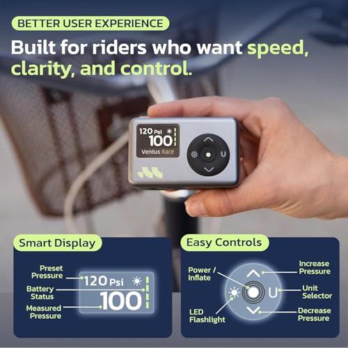 Mini Bike Pump with Digital Pressure Gauge, Fast Inflator for Road & MTB