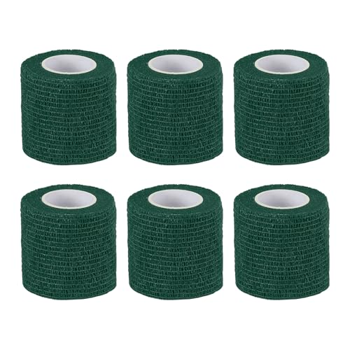 Self Adhesive Bandage Wrap 1 Inch x 177 Inches - Dark Green, 6 Pack