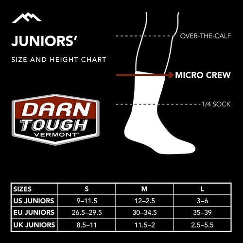 Darn Tough Jr. Kids' Sal Micro Crew Lightweight with Cushion Hiking Sock (Style 3043) - Lava, Medium