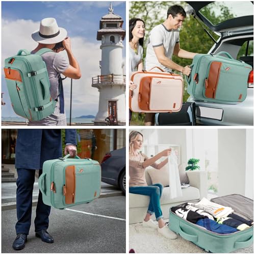 Lumesner 40L Expandable Travel Backpack Green 20 Inch Carry-On Flight Approved