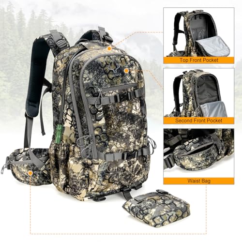 MOXULE Hunting Backpack with Rain Cover - 25L Camo Day Pack