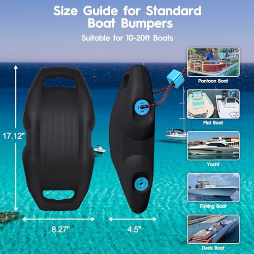 AWEMUFA Black 4-Piece Boat Fenders for Docking – Extra Large Impact Protection for Pontoon, Bass, Ski & Fishing Boats
