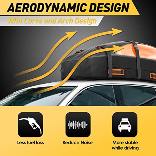 Black & Orange 20 cu ft Waterproof Car Rooftop Cargo Carrier Bag - Asinking