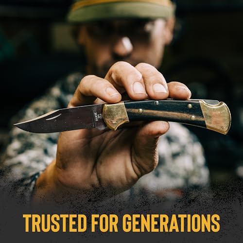 Buck Knives 112 Ranger Hunting Knife with Sheath - Wood & Brass Handle, 3-Inch Blade