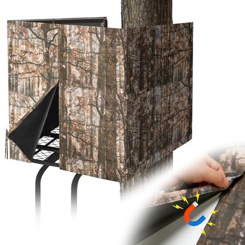 Silent Magnetic Hunting Blind for 2 Man Tree Stand - Brown Woodland Camo