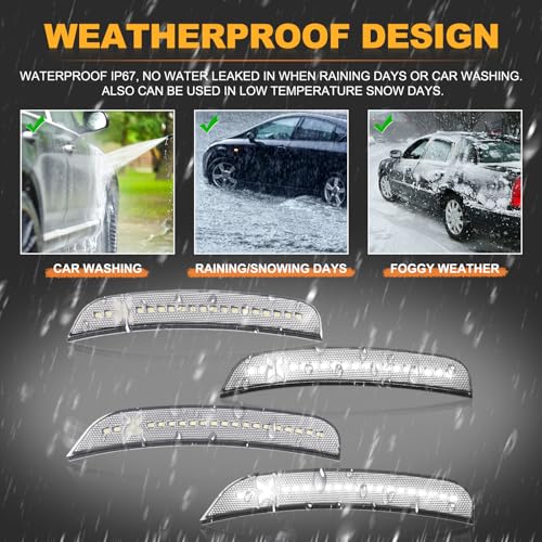 Gempro Xstyle LED Side Marker Lights for Chrysler 300 White Clear - Front & Rear Bumper Signal Lamps