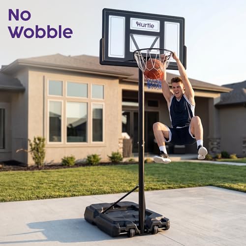 Hurtle Clear 10ft Kids Portable Adjustable Basketball Hoop with Backboard & Wheels