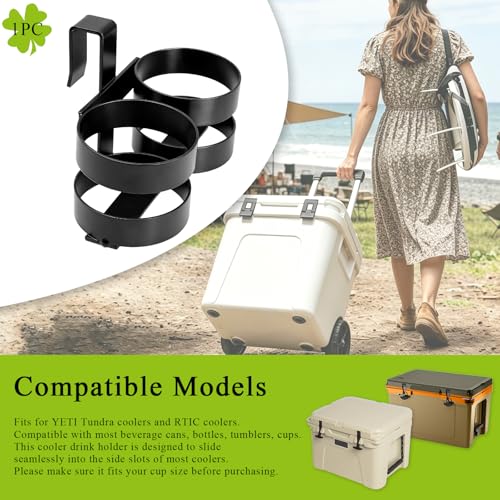 Black Cooler Beverage Holder Fits YETI Tundra & RTIC Coolers - 3.4" D - 1 Pc