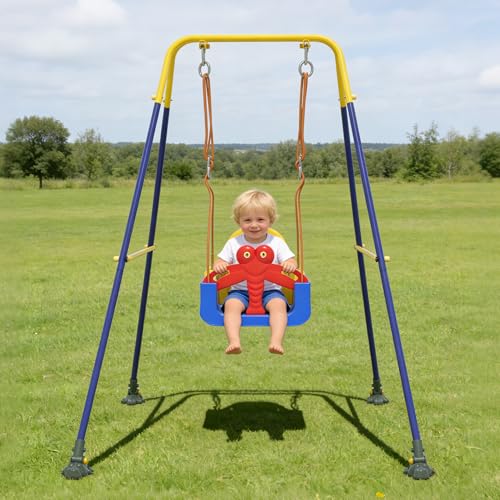Toddler Swing 3-in-1 Baby Swing Set with Anti-Slip Feet & Safety Belt - Blue-Red