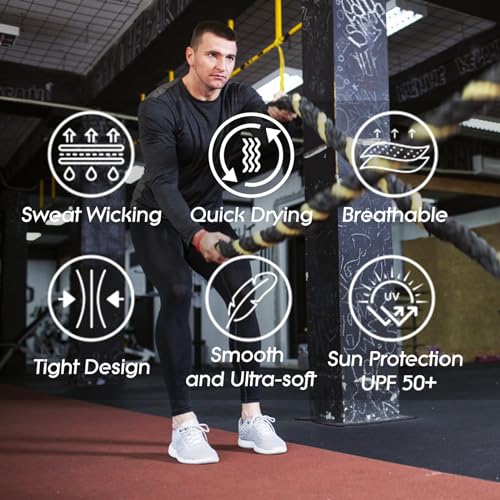Men's Compression Workout Pants with Pockets - Medium Black & White