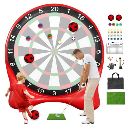 Inflatable Soccer Dart Board for Kids & Adults - Red 6ft Outdoor Lawn Game