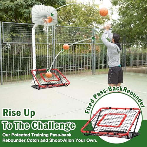 BaseGoal Dual-Sided Baseball Softball Rebounder Net 33.5x33.5in Black-Red