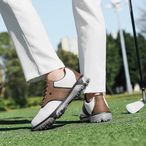 Men's Waterproof Golf Shoes Traditions Brown Size 13