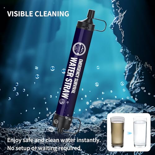 Navy Emergency Water Filter Straw 6-Pack for Hiking Camping Survival