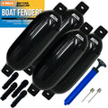 Black Boat Fenders 23 x 6.5 Inches Inflatable Docking Bumpers - 4 Pack