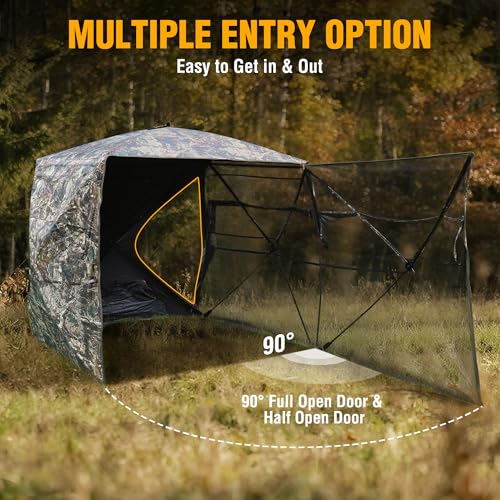 FLISSA 2-3 Person Ground Hunting Blind with 270° See-Through View, Dual Doors