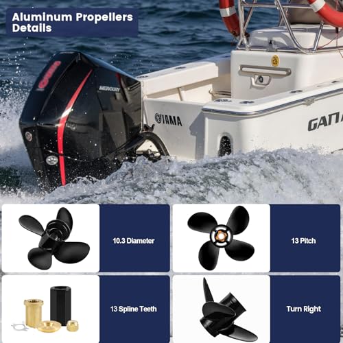 Boat Propeller for Mercury 30-60HP 13 Pitch 10.3 Diameter 4-Blade RH