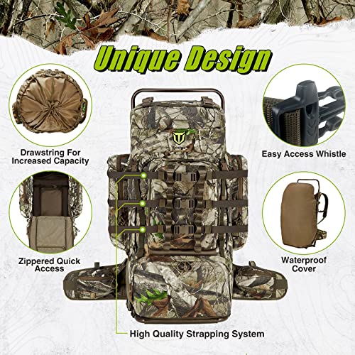 TIDEWE Next Camo G2 Hunting Backpack 90L External Frame Pack for Deer Hunting
