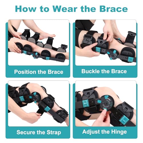 Mathgetin Hinged Post-Op Knee Brace with Adjustable Range of Motion, Support for Arthritis and ACL Injuries